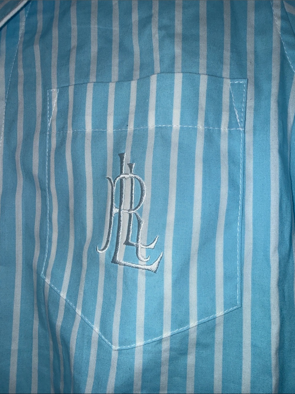 Lauren Ralph Lauren Striped 100% Cotton Pajama Set Capri Blue Medium - Picture 6 of 12